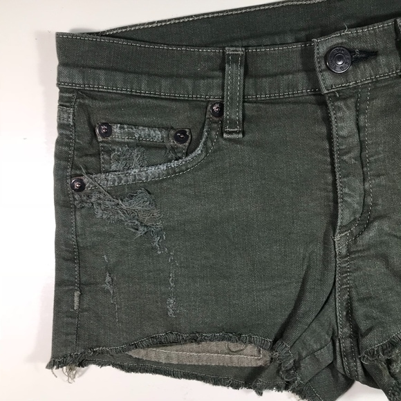 Rag & Bone Army Green Distressed Cutoff Shorts - Picture 3 of 7